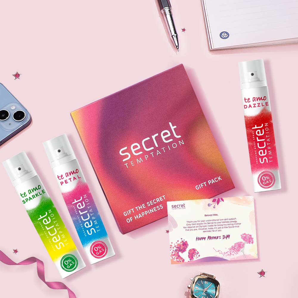 Gift Hamper with Te Amo Dazzle, Petal and Sparkle No Gas Deodorants (120ml each)