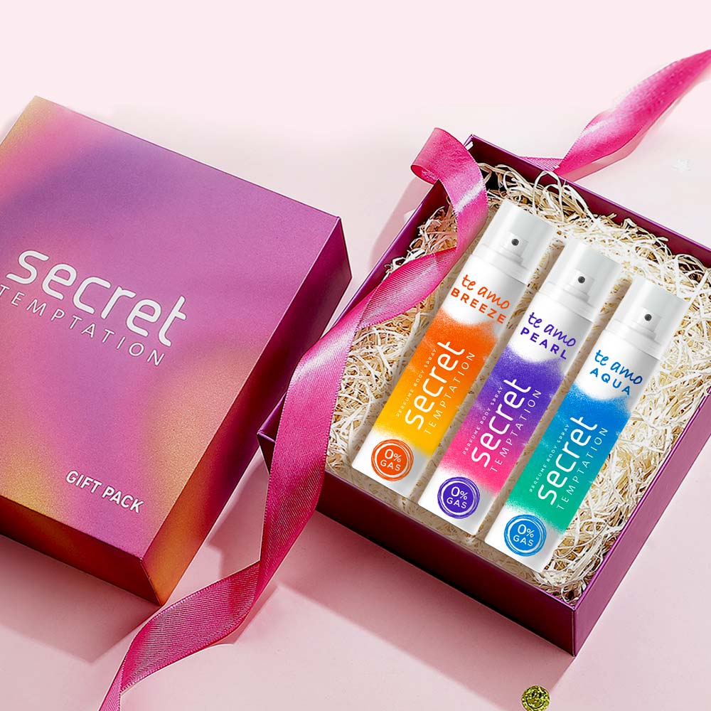 Gift Box with Te Amo Aqua, Breeze and Pearl No Gas Deodorants (120ml each)