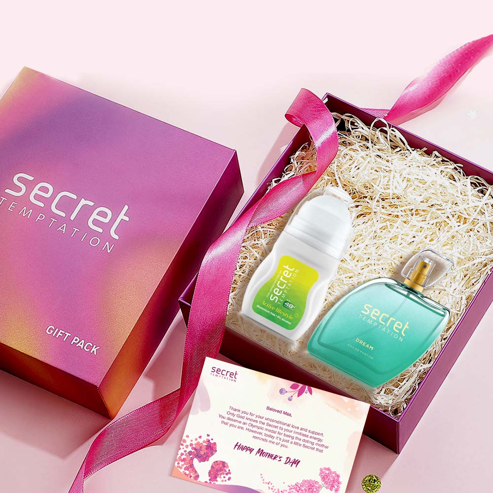 Gift Box with Te Amo Sparkle 120ml, Active Lifestyle Roll On 50ml and Dream Perfume 50ml