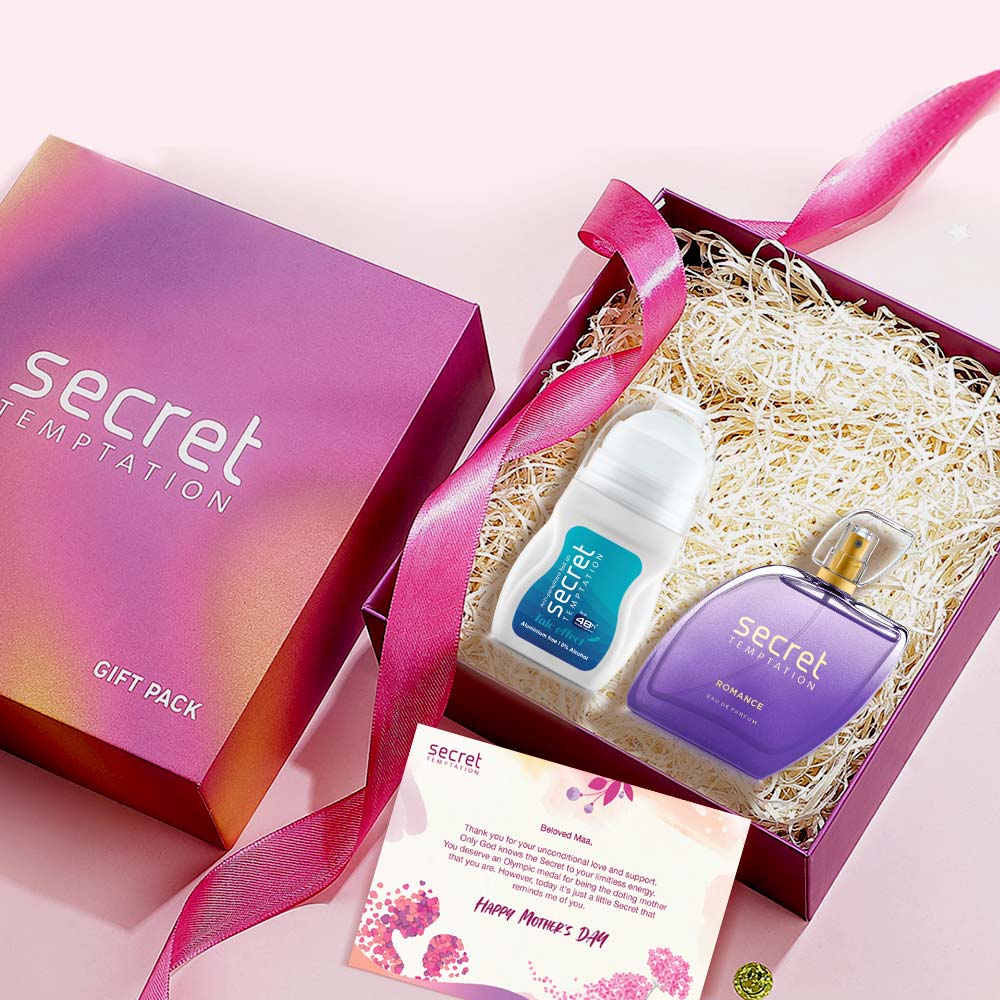 Gift Box with Talc Effect Roll On 50ml and Romance Perfume 50ml