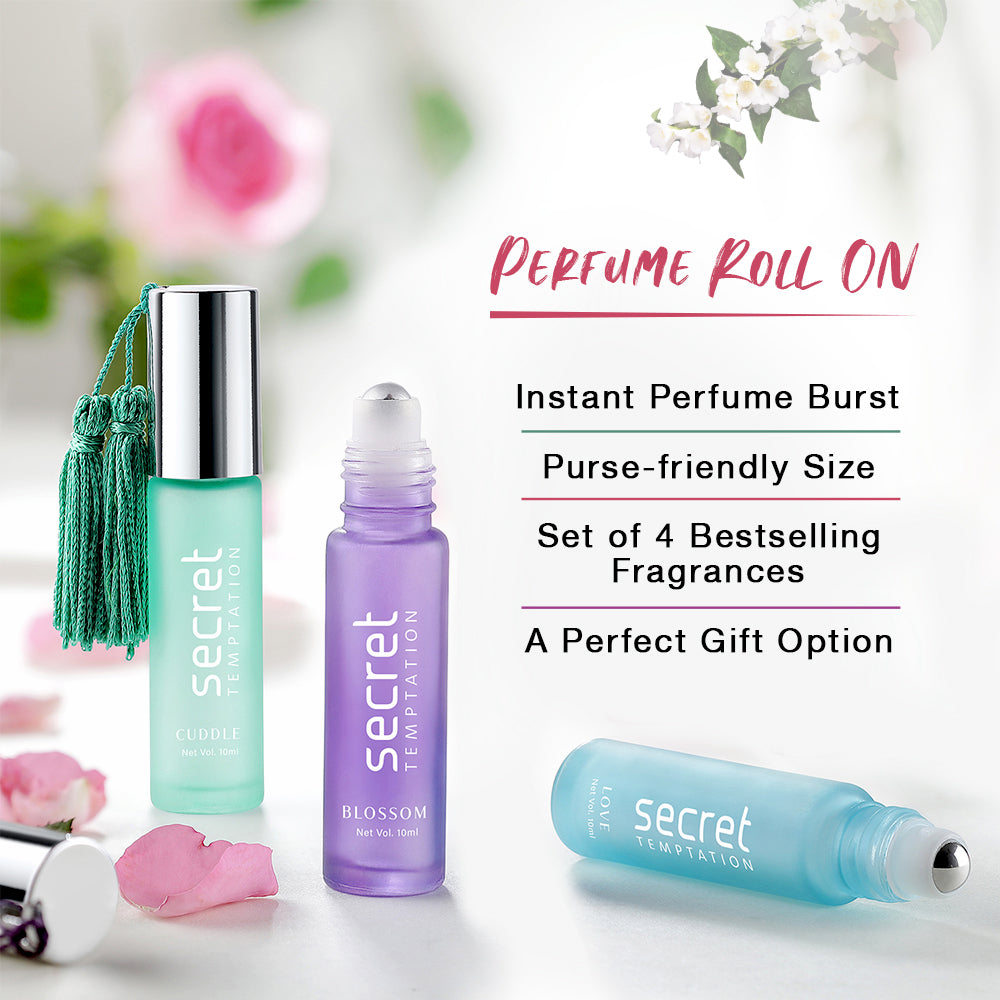 Stardust, Cuddle, Blossom and Love Perfume Roll On Pack of 4 (10ml each)