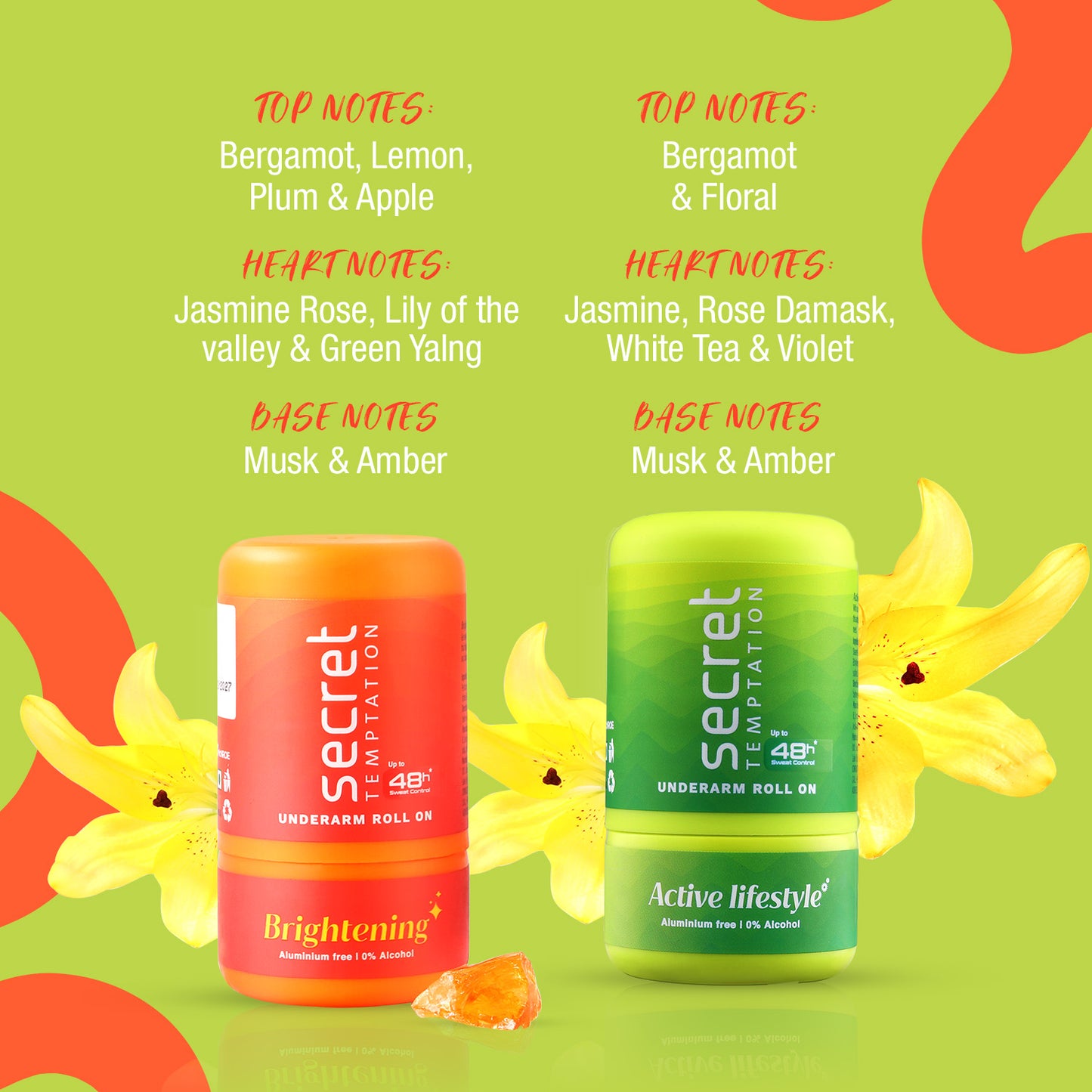 Active Lifestyle and Brightening Roll On, Pack of 3 (50ml each)