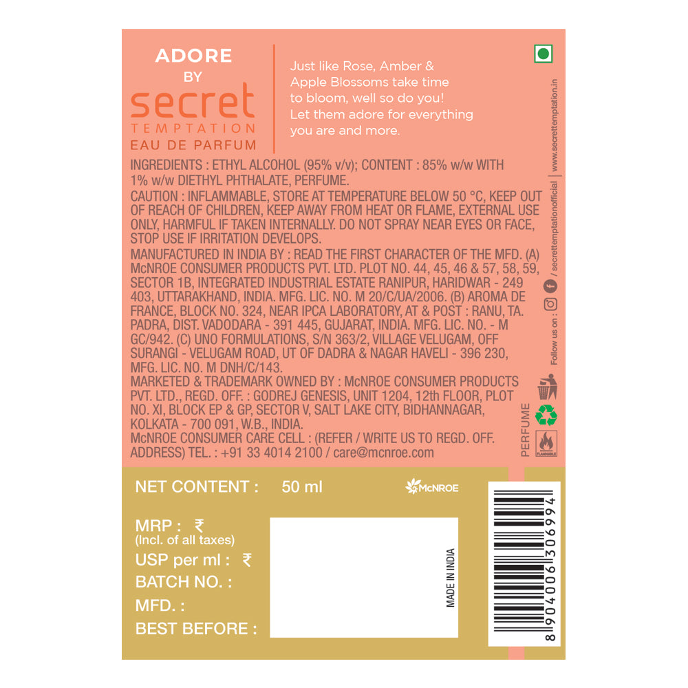 Romance and Adore Perfume, Pack of 2 (50ml each)