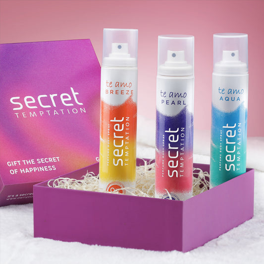 Gift Box with Te Amo Aqua, Breeze and Pearl No Gas Deodorants (120ml each)