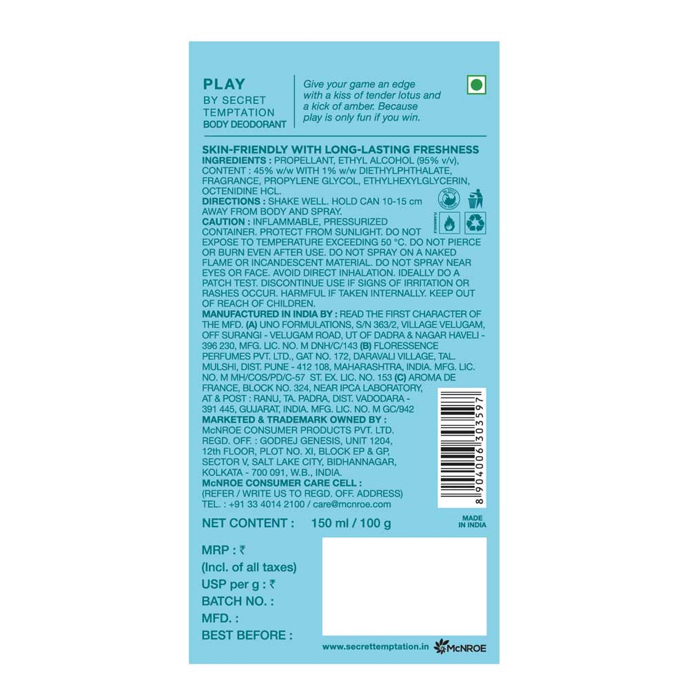 Play Deodorant 150ml