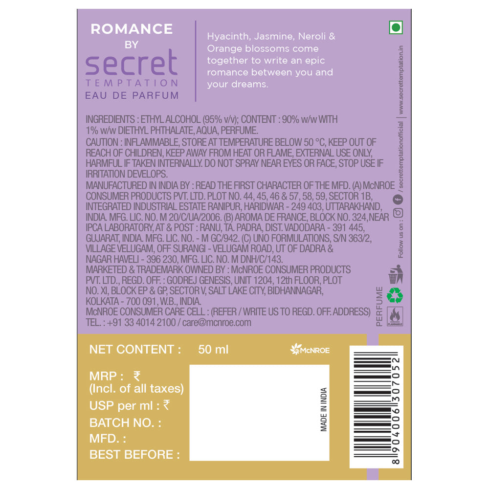 Valentine's Day Gift Hamper with Te Amo Pearl 120ml and Romance Perfume 50ml