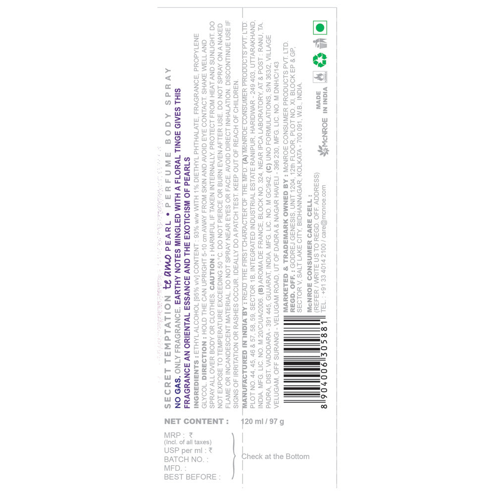 Te Amo Dazzle and Pearl Body Perfume, Pack of 2 (120ml each)