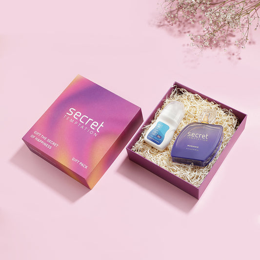 Gift Box with Talc Effect Roll On 50ml and Romance Perfume 50ml