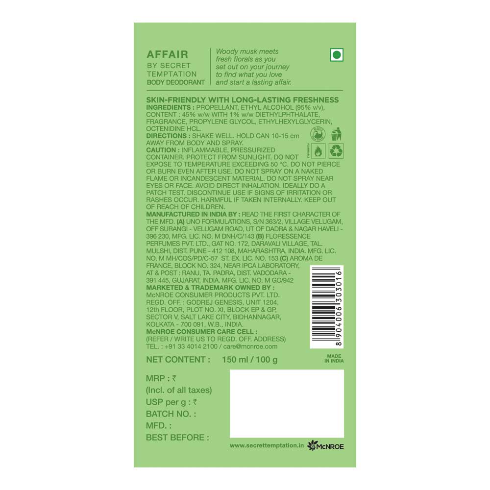 Affair and Play Deodorant, Pack of 2 (150ml each)