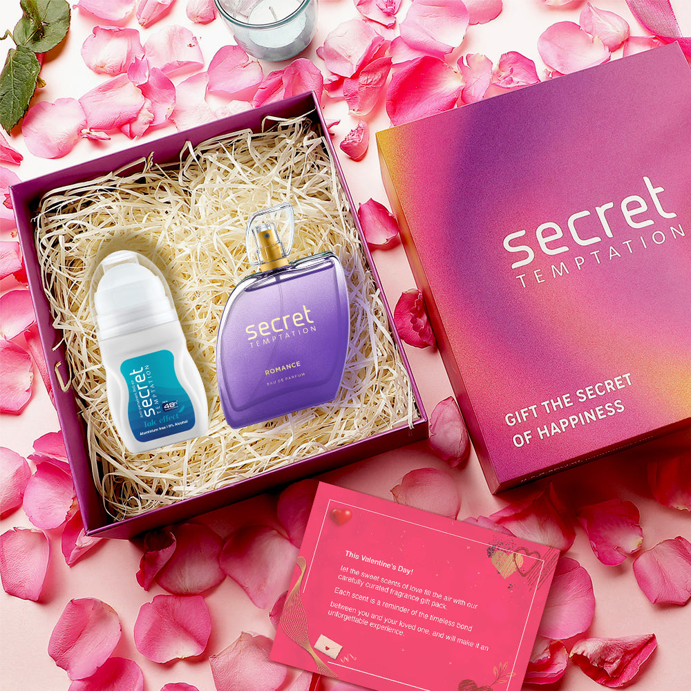 Valentine's Day Gift Box with Talc Effect Roll On and Romance Perfume (50ml each)