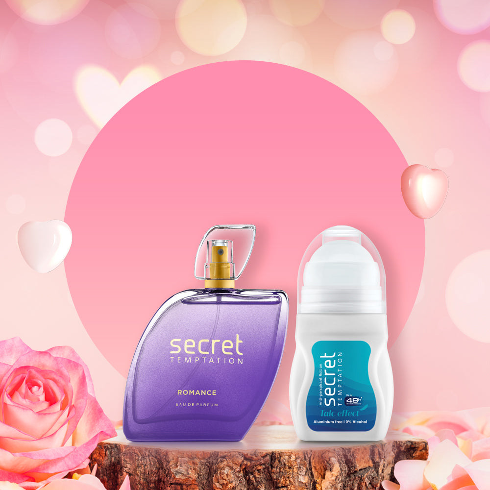 Valentine's Day Gift Box with Talc Effect Roll On and Romance Perfume (50ml each)