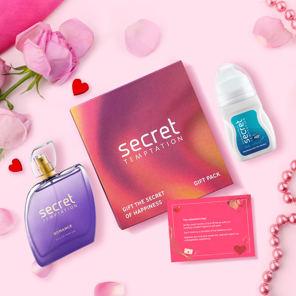 Valentine's Day Gift Box with Talc Effect Roll On and Romance Perfume (50ml each)