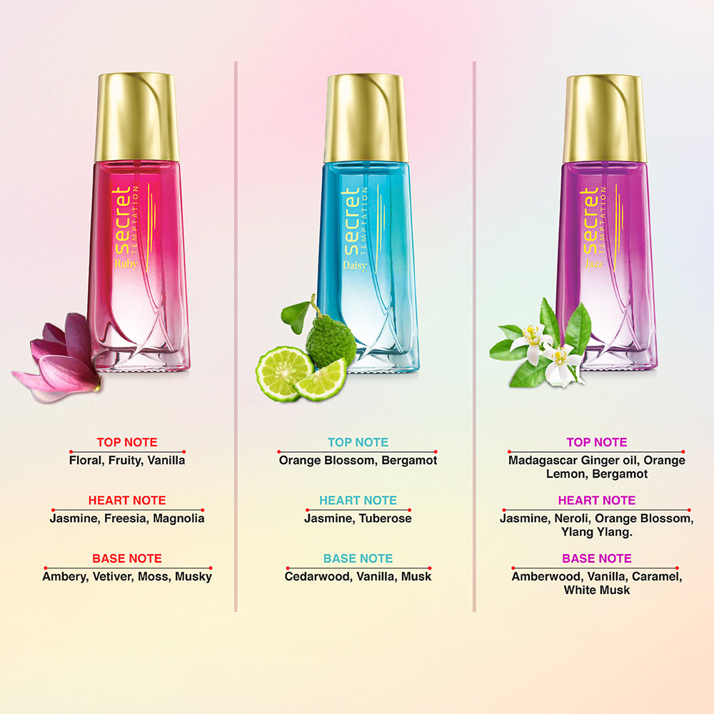 Cheer Collection Daisy, Jazz and Ruby Perfume, Pack of 3 (30ml each)