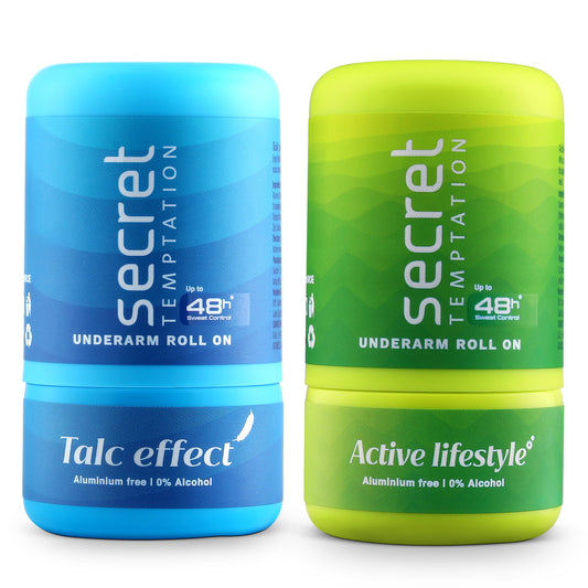 Active Lifestyle and Talc Effect Roll On, Pack of 2 (50ml each)