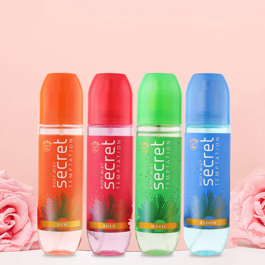 Bloom, Bold, Dew and Magic Body Mist, Pack of 4 (120ml each)