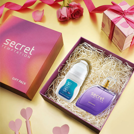 Valentine's Day Gift Box with Talc Effect Roll On and Romance Perfume (50ml each)