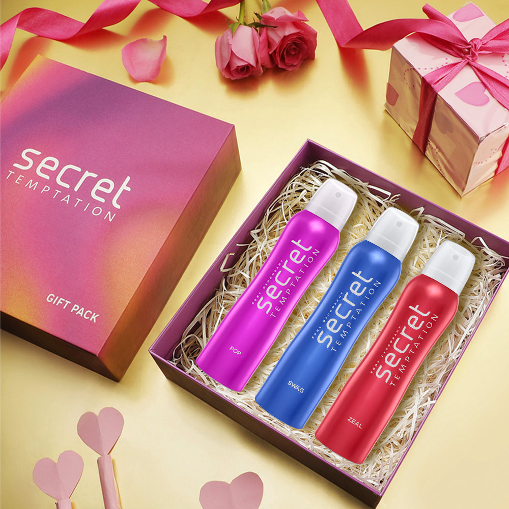 Valentine's Day Gift Box with Pop, Swag and Zeal Deodorants (150ml each)