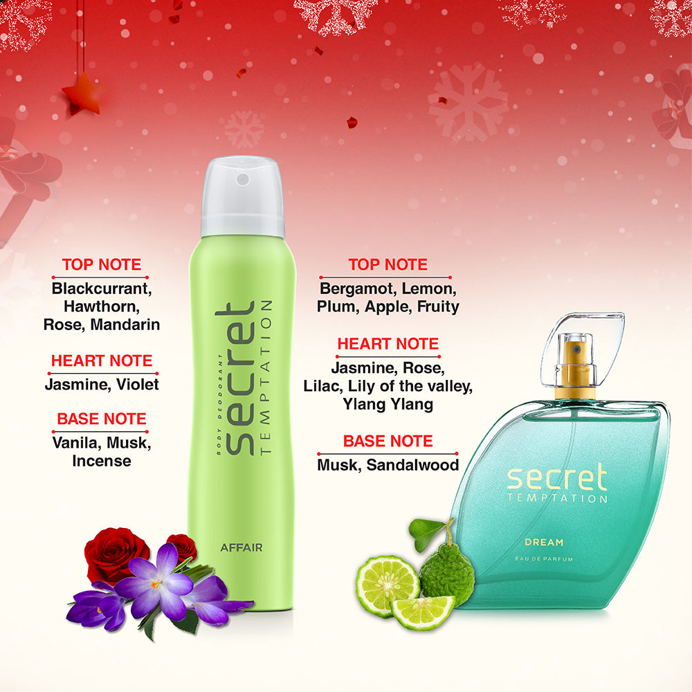 Christmas Gift Hamper with Dream Perfume & Affair Deodorant for Women Fragrances