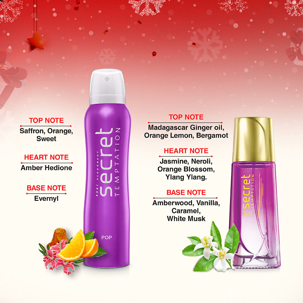 Christmas Gift Hamper with Jazz Perfume & Pop Deodorant for Women Fragrances