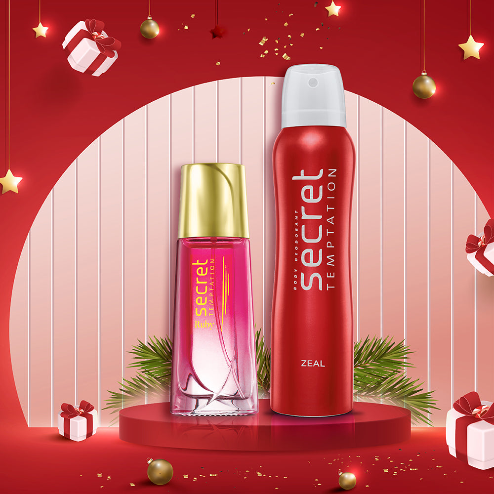 Christmas Gift Hamper with Ruby Perfume & Zeal Deodorant for Women