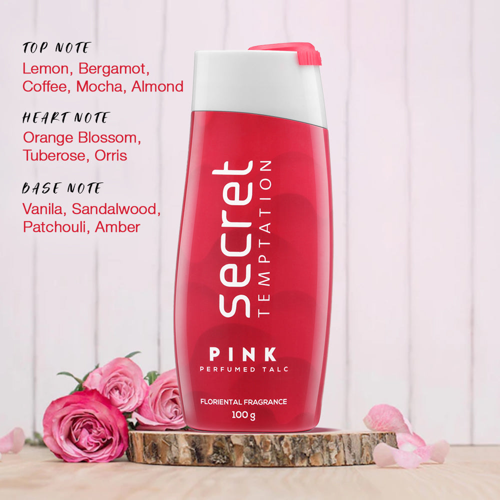 Pink Talc 100gms Talcum Powder for Women Secret Temptation